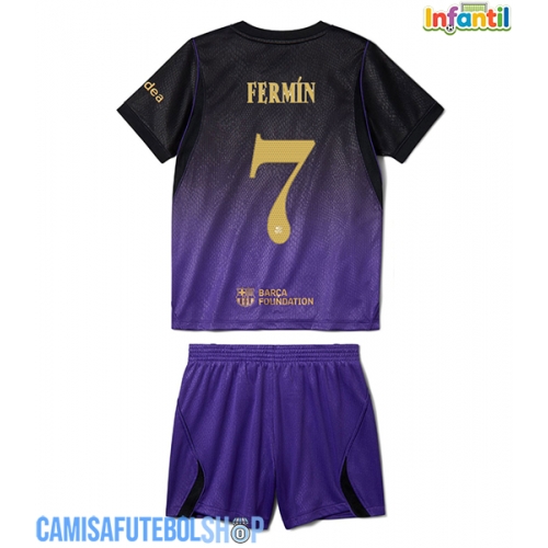 Camisa de time de futebol Barcelona Fermin Lopez #7 Replicas 2º Equipamento Infantil 2026-27 Manga Curta (+ Calças curtas)